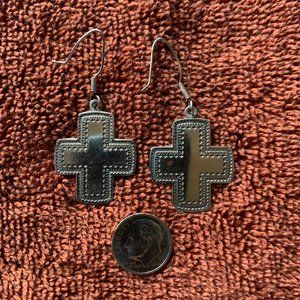 Sterling Silver Cross Dangle Earrings